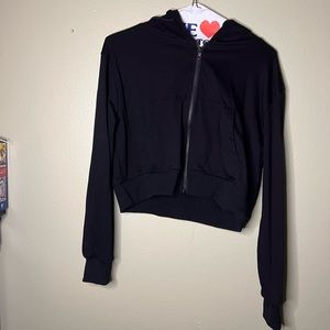 Black cropped zip up